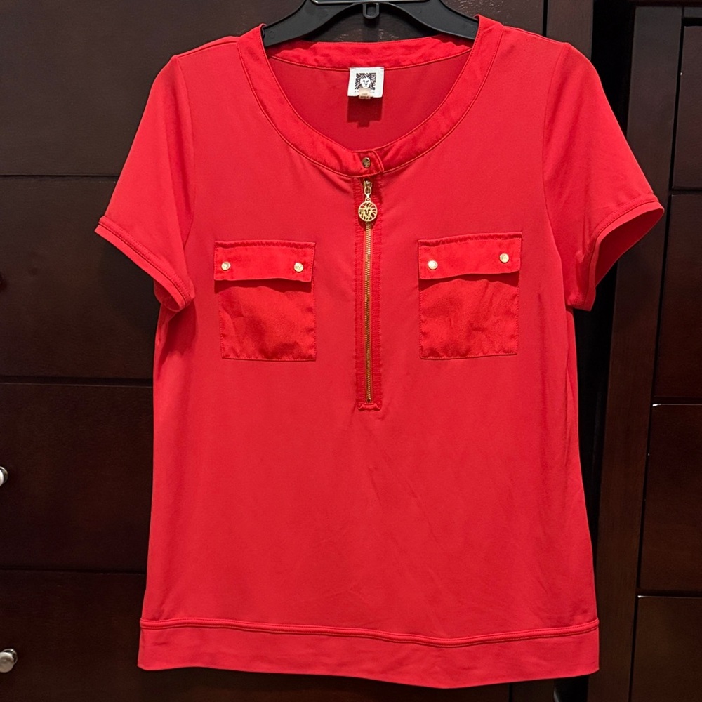 Anne Klein Vibrant Red Blouse
